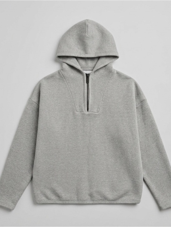 Zara Other - Zara Girls 6-7 Light Gray Half-Zip Hooded Pullover w Thumb Holes